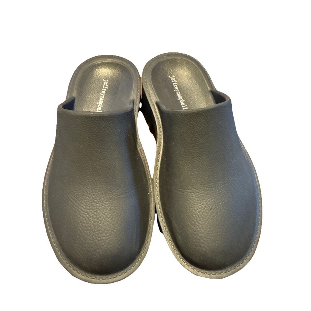 Jeffrey Campbell Clogge Platform Mules Women's 7 Black Leather Slip-On Comfort